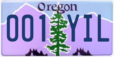 OR license plate 001YIL