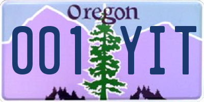 OR license plate 001YIT