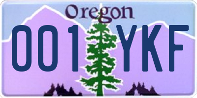 OR license plate 001YKF