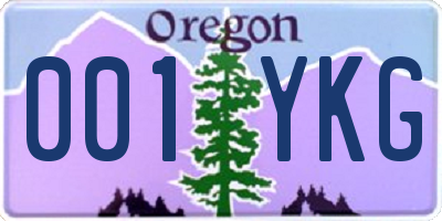 OR license plate 001YKG