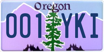 OR license plate 001YKI