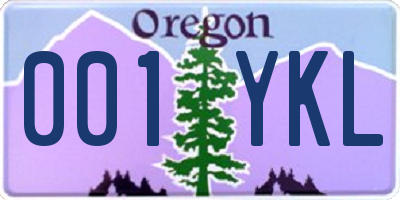 OR license plate 001YKL