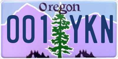 OR license plate 001YKN