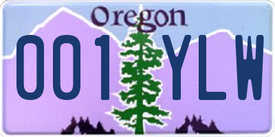 OR license plate 001YLW