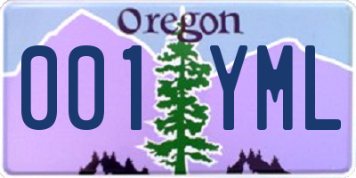 OR license plate 001YML