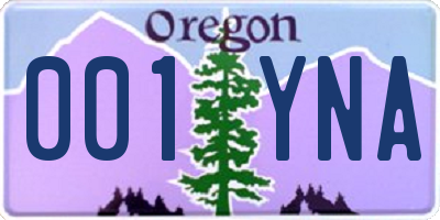 OR license plate 001YNA