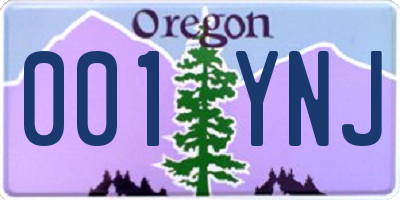 OR license plate 001YNJ