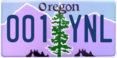 OR license plate 001YNL