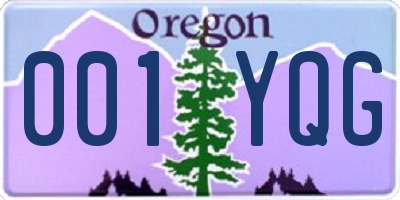 OR license plate 001YQG