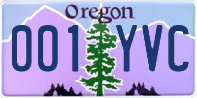 OR license plate 001YVC