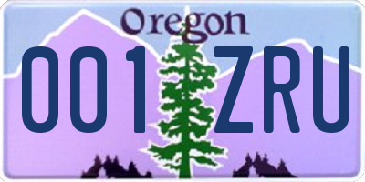 OR license plate 001ZRU