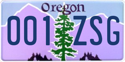 OR license plate 001ZSG