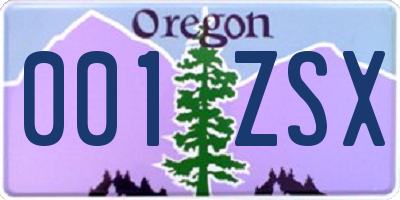 OR license plate 001ZSX