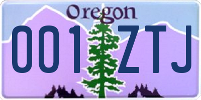 OR license plate 001ZTJ