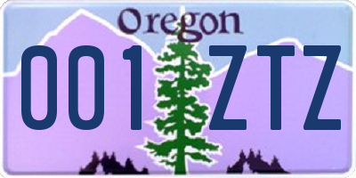 OR license plate 001ZTZ