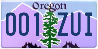 OR license plate 001ZUI