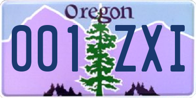 OR license plate 001ZXI