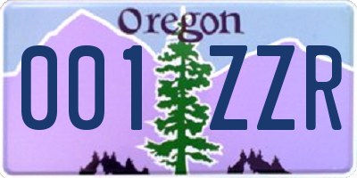 OR license plate 001ZZR