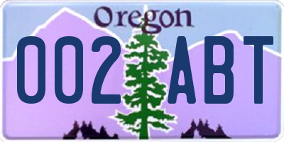 OR license plate 002ABT