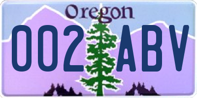 OR license plate 002ABV