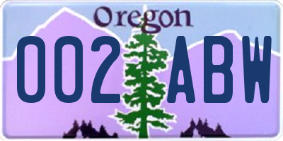 OR license plate 002ABW