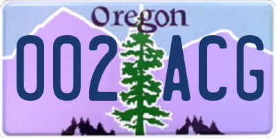 OR license plate 002ACG