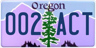 OR license plate 002ACT