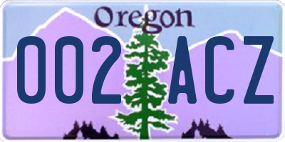 OR license plate 002ACZ