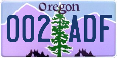 OR license plate 002ADF