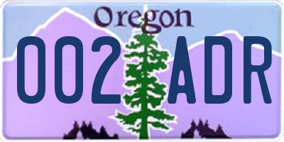 OR license plate 002ADR