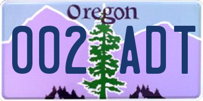 OR license plate 002ADT