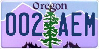 OR license plate 002AEM