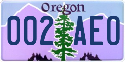 OR license plate 002AEO