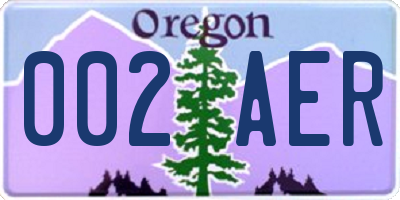 OR license plate 002AER