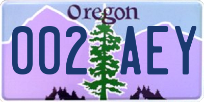 OR license plate 002AEY