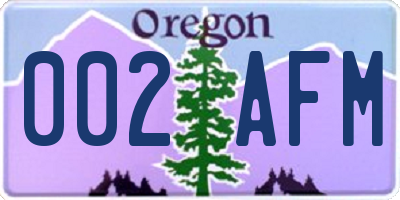 OR license plate 002AFM