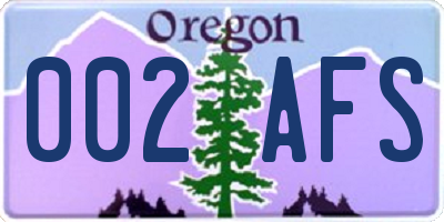 OR license plate 002AFS