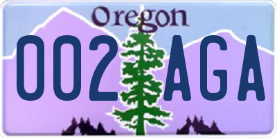 OR license plate 002AGA