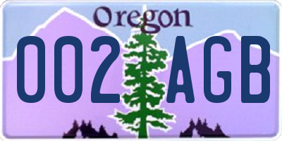 OR license plate 002AGB