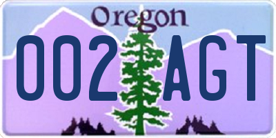 OR license plate 002AGT