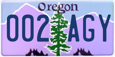 OR license plate 002AGY