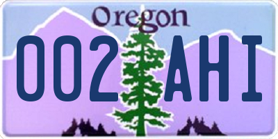 OR license plate 002AHI