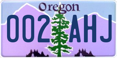 OR license plate 002AHJ