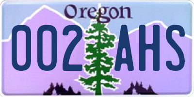 OR license plate 002AHS