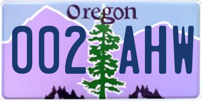 OR license plate 002AHW