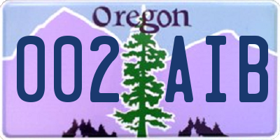 OR license plate 002AIB