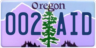 OR license plate 002AID