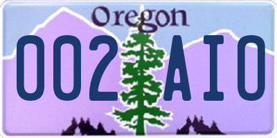 OR license plate 002AIO