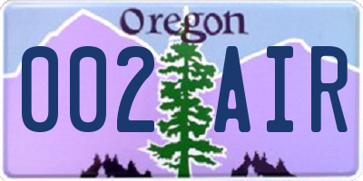 OR license plate 002AIR