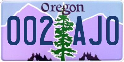 OR license plate 002AJO